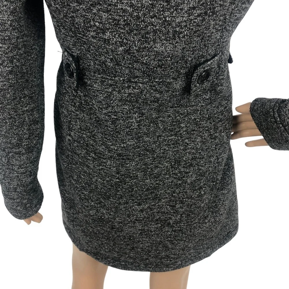 Weatherproof Gray Marled Knit Button Up Peacoat‎ Sweater Midi Jacket Small